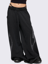 Inferno Appliqué Wide-Leg Pants