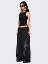 Inferno Appliqué Wide-Leg Pants